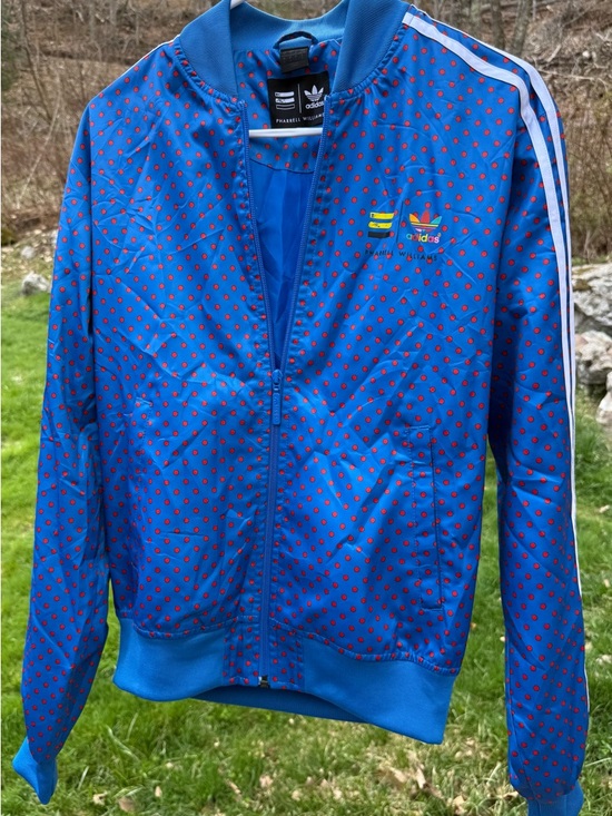 adidas Other - Adidas x Pharrell Williams Blue w Red Polka Dot Track Jacket Small